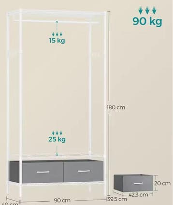 Open Jurkenstandaard – Compacte Kledingkast, Verzenden, Nieuw