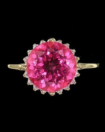 Topaas - Zilver, De Roos van de Dageraad – Ring met Roze