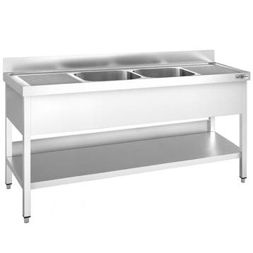GGM Gastro | RVS spoeltafel PREMIUM - 2000x700mm - met |, Verzenden, Nieuw in verpakking, RVS Meubilair