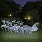 vidaXL Buitenkerstversiering rendieren en slee 140 LEDs wit, Diversen, Kerst, Verzenden, Nieuw
