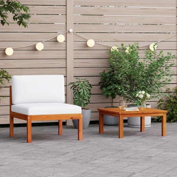 vidaXL 2-delige tuinloungeset met kussens van acaciahout en, Verzenden, Nieuw, Hardhout, Loungeset