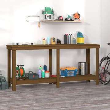 vidaXL Werkbank 180x50x80 cm massief grenenhout honingbruin, Doe-het-zelf en Verbouw, Werkbanken, Verzenden, Nieuw