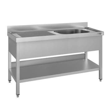 GGM Gastro | RVS spoeltafel ECO - 1600x600mm - met onderblad, Verzenden, Nieuw in verpakking, RVS Meubilair
