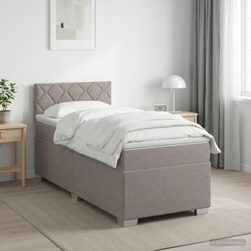 vidaXL Boxspring Bed met Matras en LED Taupe 80 x 200 cm, Verzenden, Nieuw, Eenpersoons