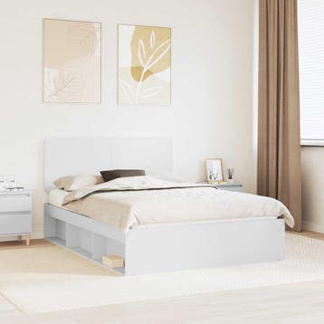 vidaXL Bedframe met hoofdeinde Wit 160 x 200 cm Massief, Verzenden, Nieuw, Wit, Hout