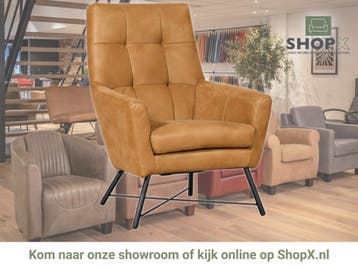 Leren fauteuil Proud - Kenia Cognac (cognac), Nieuw, Ophalen of Verzenden, 75 tot 100 cm, Industrieel, Modern