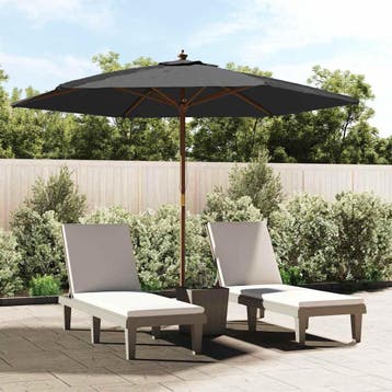 vidaXL Parasol met houten paal 299x240 cm zwart, Verzenden, Nieuw, 2 tot 3 meter