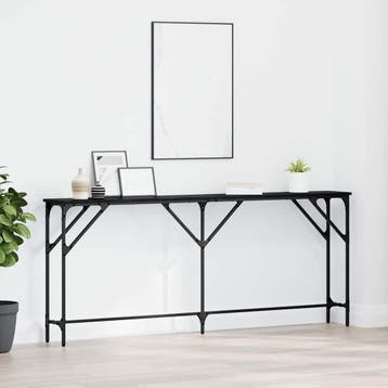 vidaXL Wandtafel Zwart eiken 180 x 23 x 75 cm Gelaagd hout, Huis en Inrichting, Verzenden, Nieuw