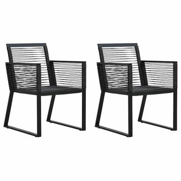 vidaXL Tuinstoelen 2 st PVC-rattan zwart, Tuin en Terras, Tuinstoelen, Verzenden, Nieuw