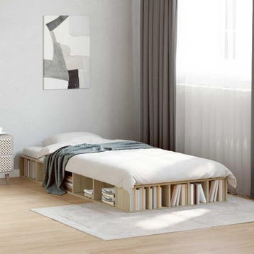 vidaXL Bedframe met opslag Sonoma Eiken 80 x 200 cm Bewerkt, Eenpersoons, Bruin, Verzenden, Nieuw