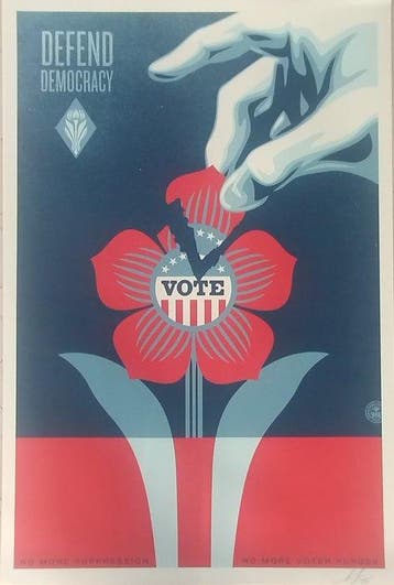 Shepard Fairey (OBEY) (1970) - Defend Democracy No reserve