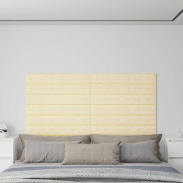 vidaXL Wandhoofdbord 12 st Crème Nep Leer, Verzenden, Nieuw, Crème, Overige materialen