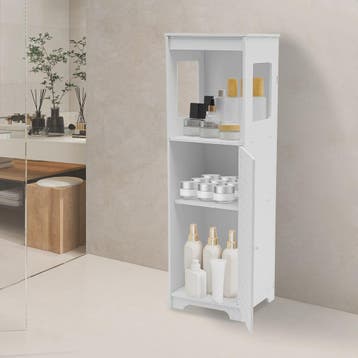 Witte Badkamer Opbergkast met Deur en Plank - PVC Toiletmeub, Verzenden, Nieuw