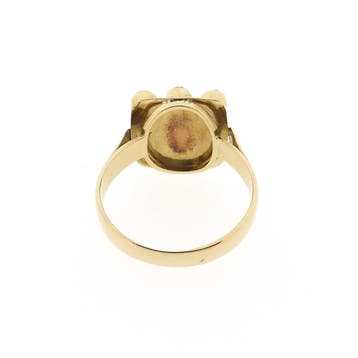 Vintage gouden herenring met granaatstenen, Gebruikt, 20 of groter, Heer, Ophalen of Verzenden