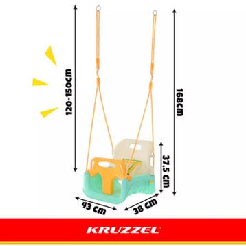 Kruzzel Meegroei babyschommel 3-in-1 turquoise crème geel.., Ophalen of Verzenden, Nieuw