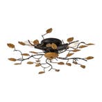 Vintage plafondlamp zwart met goud 50 cm 3-lichts - Foglie, Verzenden, Nieuw, Classic-antique