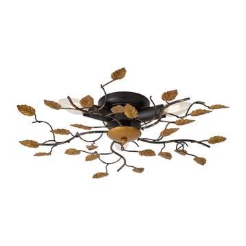 Vintage plafondlamp zwart met goud 50 cm 3-lichts - Foglie, Huis en Inrichting, Lampen | Plafondlampen, Verzenden, Nieuw