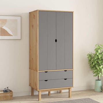 vidaXL Kledingkast OTTA 76,5x53x172 cm grenenhout bruin en, Verzenden, Nieuw