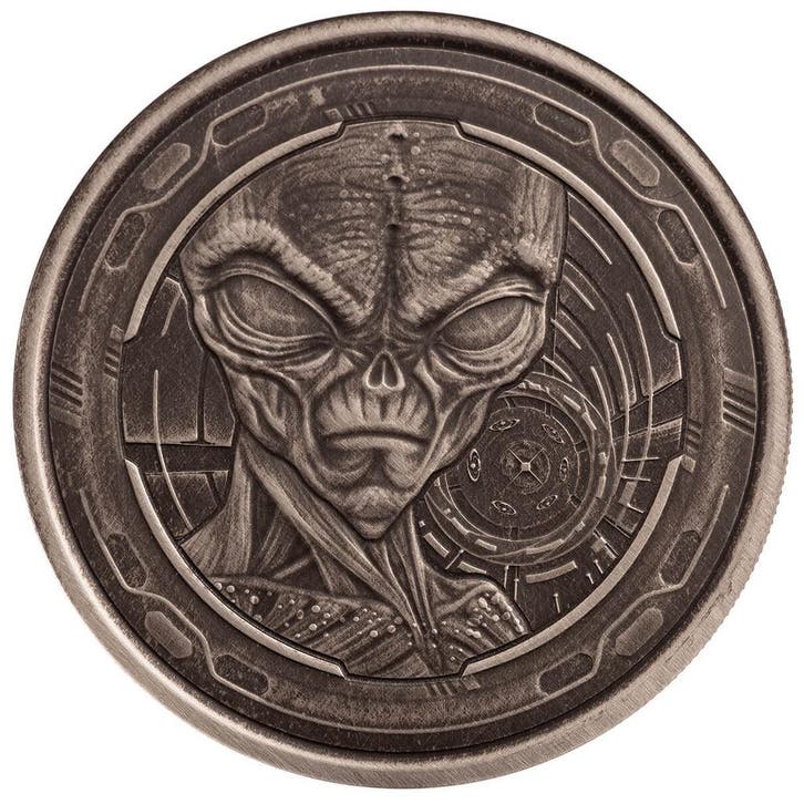 Ghana Africa Alien Antique Finish 1 oz 2022 (5.000 oplage), Postzegels en Munten, Munten | Afrika, Losse munt, Zilver, Overige landen
