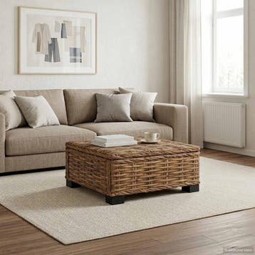vidaXL Salontafel GENDT Natuurlijk rattan Naturel 67 x 60 x, Verzenden, Nieuw, Rotan