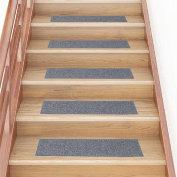 vidaXL Trapmatten Zelfklevend 30 stuks 76x20 cm Lichtgrijs, Doe-het-zelf en Verbouw, Ladders en Trappen, Verzenden, Nieuw