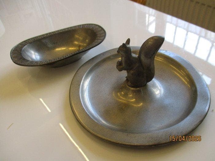 Just Andersen - Schaal (2) - Tin - 2 vide poch, Antiek en Kunst, Antiek | Meubels | Stoelen en Banken