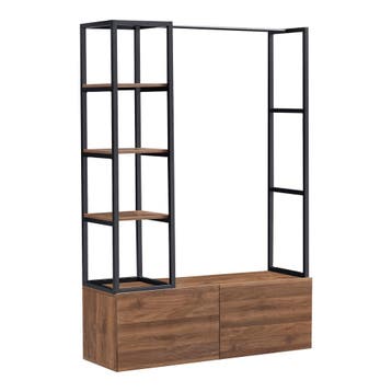 Kledingrek Egmating met lades 180x120x40 cm zwart en walnoot, Verzenden, Nieuw