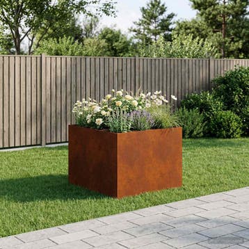 vidaXL Plantenbak Roestkleurig 80 x 80 x 60 cm weervast, Verzenden, Nieuw, Metaal, 60 tot 100 cm