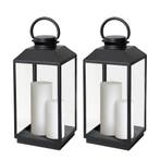 Set van 2 Newport Windlicht Zwart Medium Tuinaccessoires, Verzenden, Nieuw, Modern