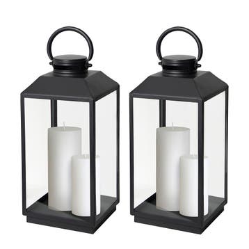 Set van 2 Newport Windlicht Zwart Medium Tuinaccessoires, Verzenden, Nieuw, Modern