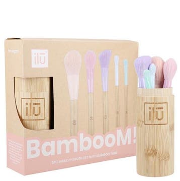 Bamboom Makeup Brush Set + Bamboo Houder - 5st., Ophalen of Verzenden, Nieuw, Make-up