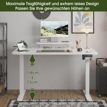 Elektrisch In Hoogte Verstelbaar Bureau 160x70cm Wit met Mon, Huis en Inrichting, Verzenden, Nieuw