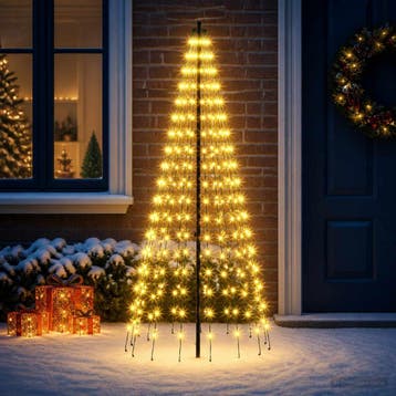 vidaXL LED Kerstboom 165 cm 270 LEDs Warmwit IJzer Zwart, Diversen, Verzenden, Nieuw