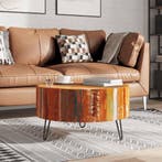 vidaXL Salontafel rond massief gerecycled hout, Huis en Inrichting, Tafels | Salontafels, Verzenden, Rond, Nieuw, 50 tot 100 cm