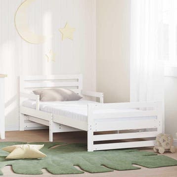 vidaXL Bedframe met uitklapbaar matras met hoofdeinde Wit 80, Verzenden, Nieuw, Wit, Hout