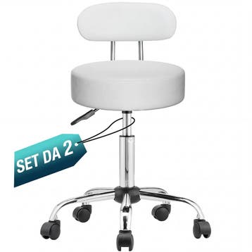 Rolkruk Wit Set van 2 360° draaibaar met rugleuning, Verzenden, Nieuw in verpakking