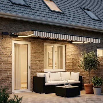 vidaXL Uitschuifbare luifel Lichtgrijs en wit. 600 × 300 cm, Verzenden, Nieuw