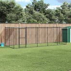 vidaXL Hondenkennel met dak 12,1 m² staal, Dieren en Toebehoren, Verzenden, Nieuw