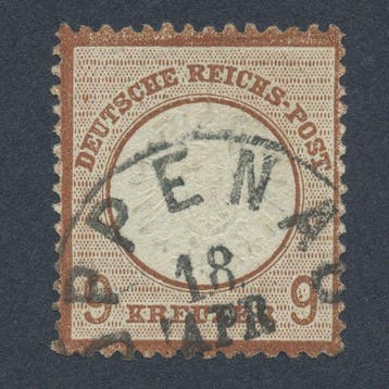 Duitse Rijk 1872 - Enkele postzegel - Grote Schild 9 Kreuzer, Postzegels en Munten, Postzegels | Europa | Duitsland, Gestempeld