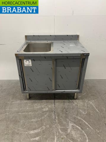 RVS Spoeltafel spoelbak Premium-line 2 schuifdeuren 100 cm, Ophalen of Verzenden, Nieuw zonder verpakking