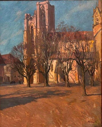 Andrè Mantingnon (1881-1968) - Veduta parigina con chiesa