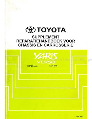 2000 TOYOTA YARIS VERSO CHASSIS EN CARROSSERIE SUPPLEMENT, Auto diversen