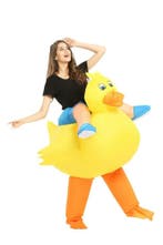 KIMU® Opblaas Kostuum Rijdend op Badeend Opblaasbaar Pak Bad, Carnaval, Nieuw, Overige maten, Ophalen of Verzenden