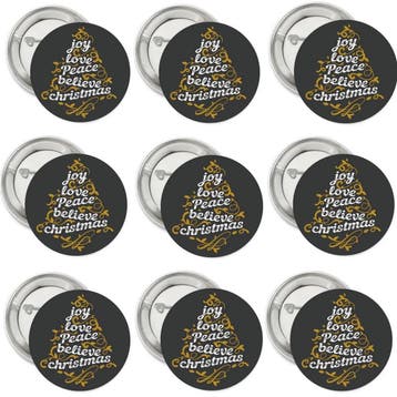 Button of magneet Joy, Love, Peace, Believe, Christmas, Verzenden, Nieuw, Versiering, Kerst of Sinterklaas