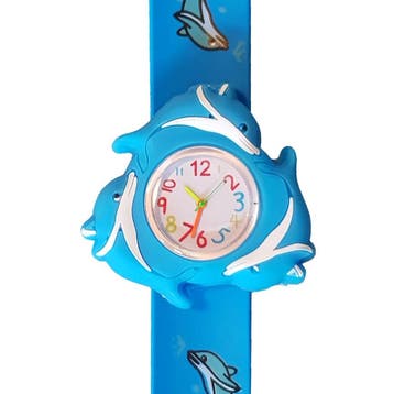 Fako - Kinderhorloge - 3D - Spinner - Dolfijn - Blauw, Verzenden, Nieuw