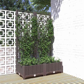 vidaXL Plantenbak met latwerk 80x40x121,5 cm polypropeen, Verzenden, Nieuw, Minder dan 60 cm