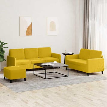vidaXL 3-delige Loungeset fluweel geel, Verzenden, Nieuw, Vierpersoons of meer, Stof