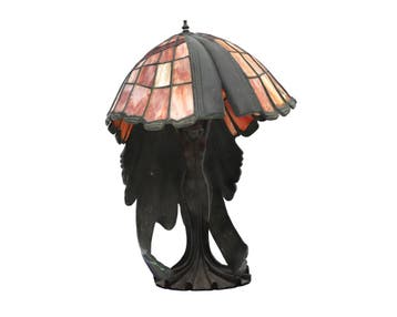 Een bronzen art nouveau lamp, 20e eeuw