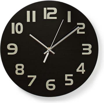 Nedis Wandklok - Diameter: 300 mm - Glas - Zwart, Huis en Inrichting, Woonaccessoires | Klokken, Verzenden, Zo goed als nieuw