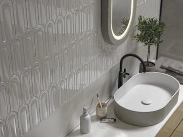 Wandtegel Villeroy Gala Decor Pearl Grijs Glans 8x21, Nieuw, 20 tot 40 cm, 10 m² of meer, Wandtegels